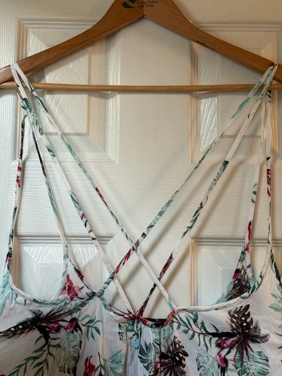 Roxy Wind Fly Away Strappy Dress Tropical Print size S oversized flowy - Picture 3 of 5